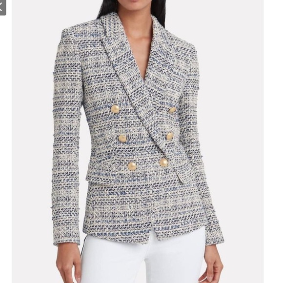 L'AGENCE Kenzie Double Breasted Tweed Blazer - Picture 2 of 7